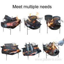 Foldable Portable charcoal BBQ titanium Grills Fire Pit